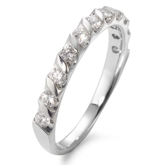 Memory ring 750/18K witgoud Diamant wit, 0.40 ct, 11 Steen, w-si
