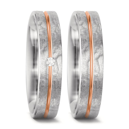 Partnerring 750/18K witgoud, 750/18K rood goud