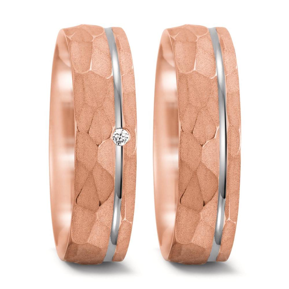 Partnerring 750/18K roségoud, 750/18K witgoud Diamant 0.02 ct, tw-si