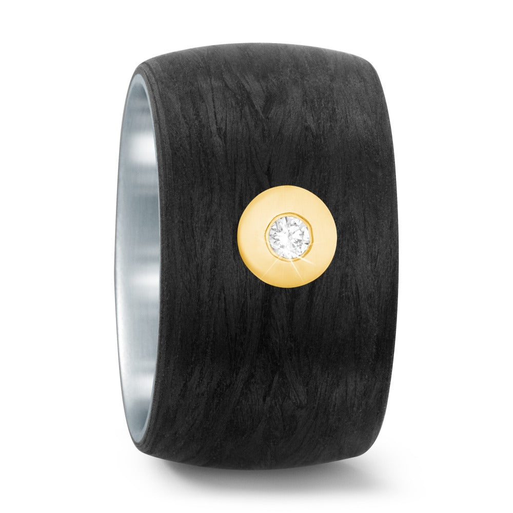 Ring Roestvrijstaal, Carbon, 750/18K geel goud