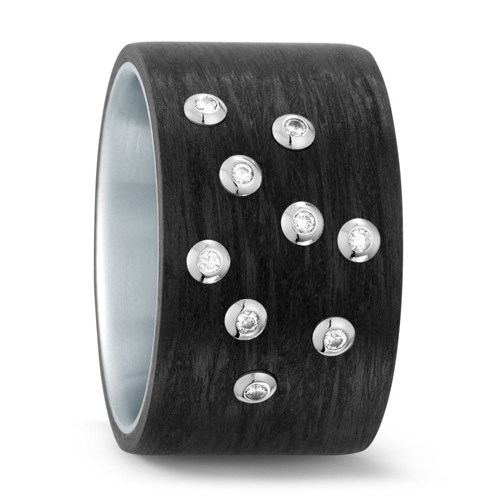Ring Roestvrijstaal, Carbon, 750/18K witgoud