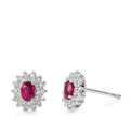 Oorknoppen 750/18K witgoud Diamant 0.22 ct, 54 Steen, [Brillant], w-si, Robijn 2 Steen