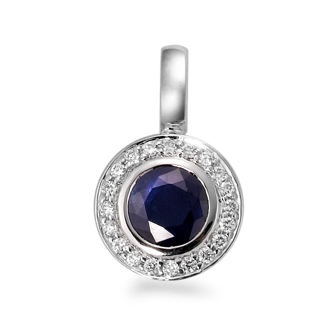 Hanger 750/18K witgoud Saffier blauw, Diamant wit, 20 Steen, w-si Ø9 mm
