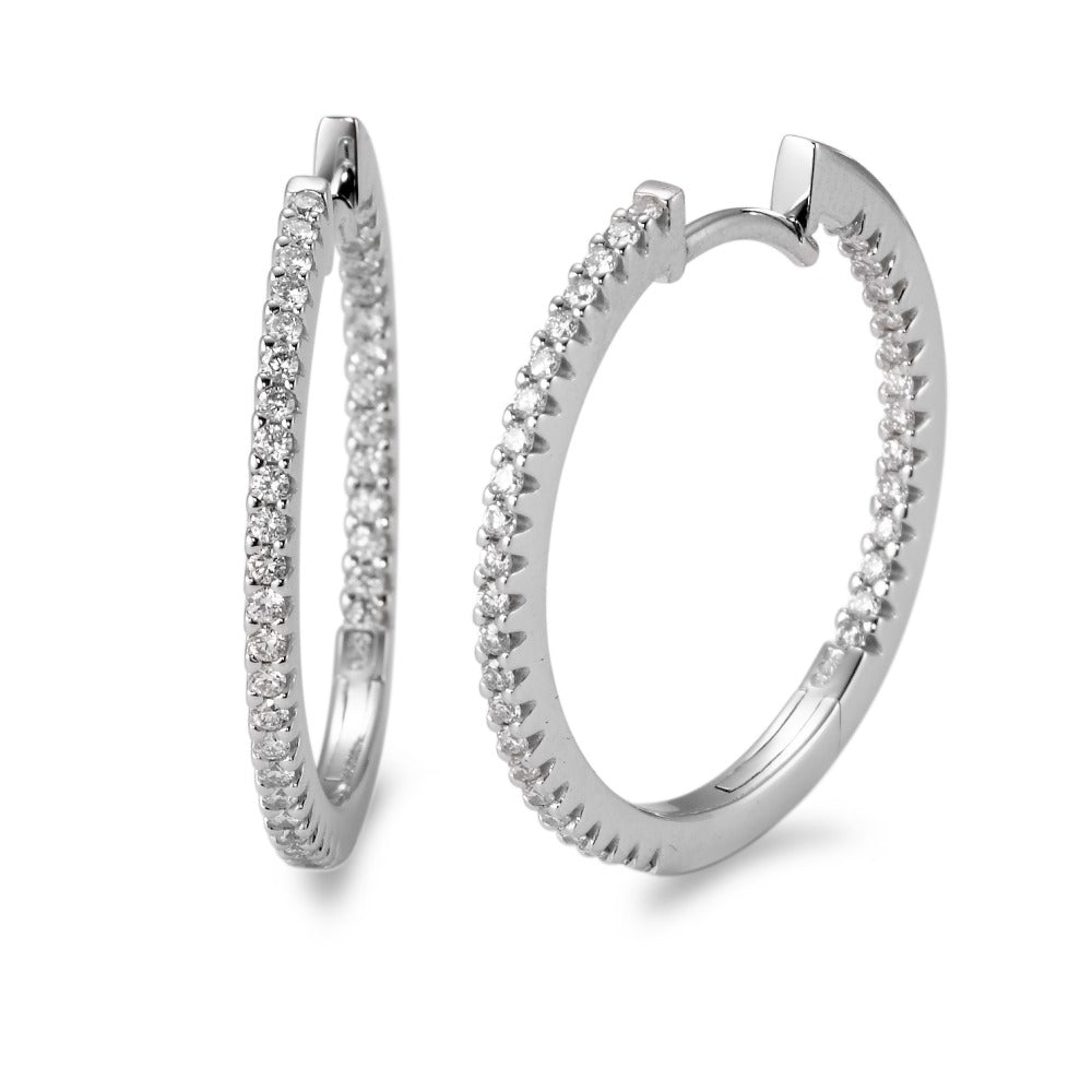 Scharnier oorringen creolen 750/18K witgoud Diamant wit, 0.50 ct, 74 Steen, [Brillant], w-si