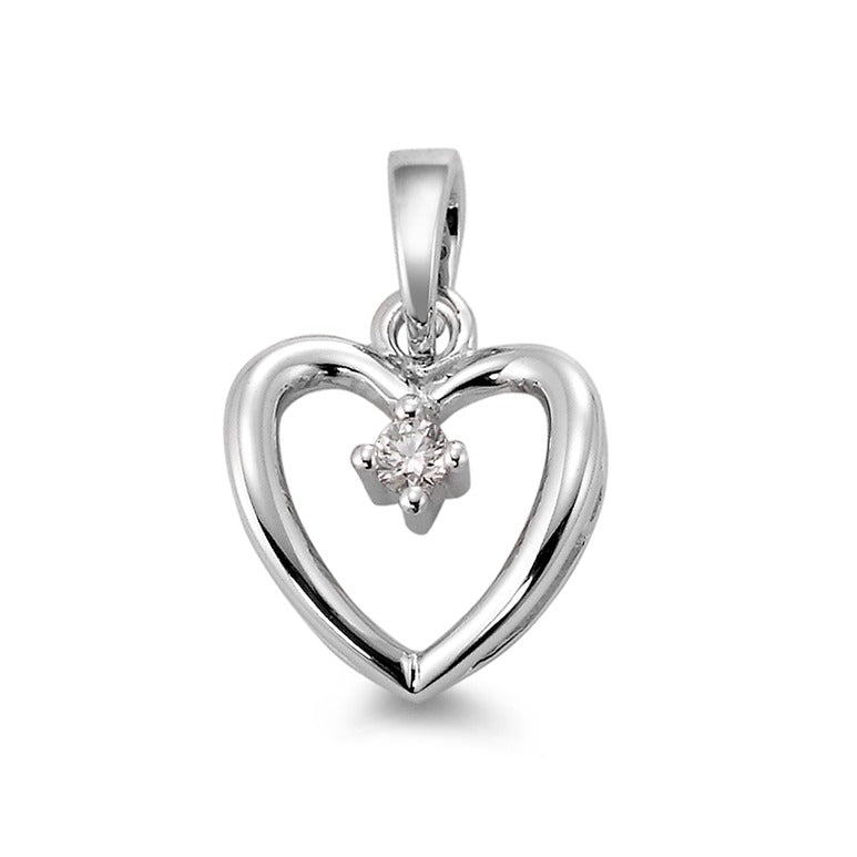 Hanger 750/18K witgoud Diamant wit, 0.03 ct, [Brillant], w-si Hart Ø12 mm