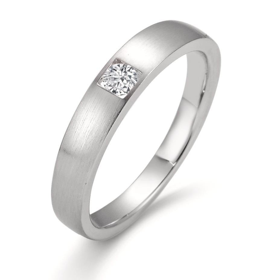 Solitaire ring 750/18K witgoud Diamant wit, 0.11 ct, [Brillant], w-si