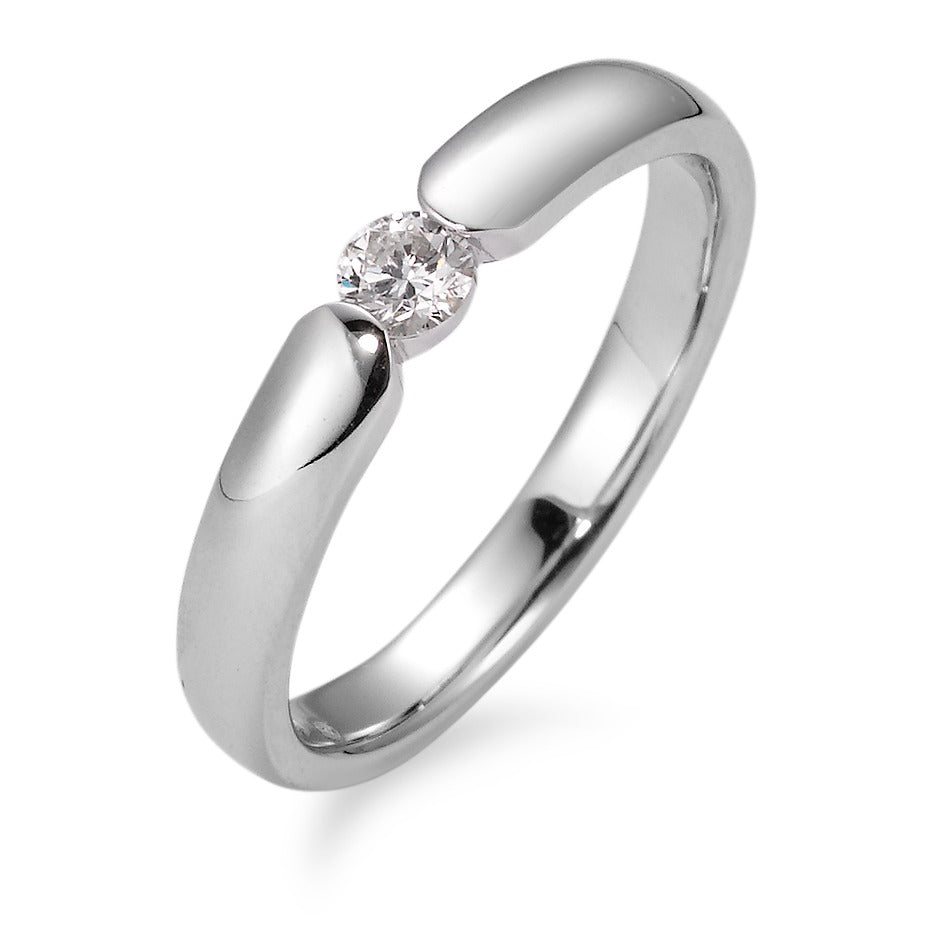Solitaire ring 750/18K witgoud Diamant wit, 0.17 ct, [Brillant], w-si