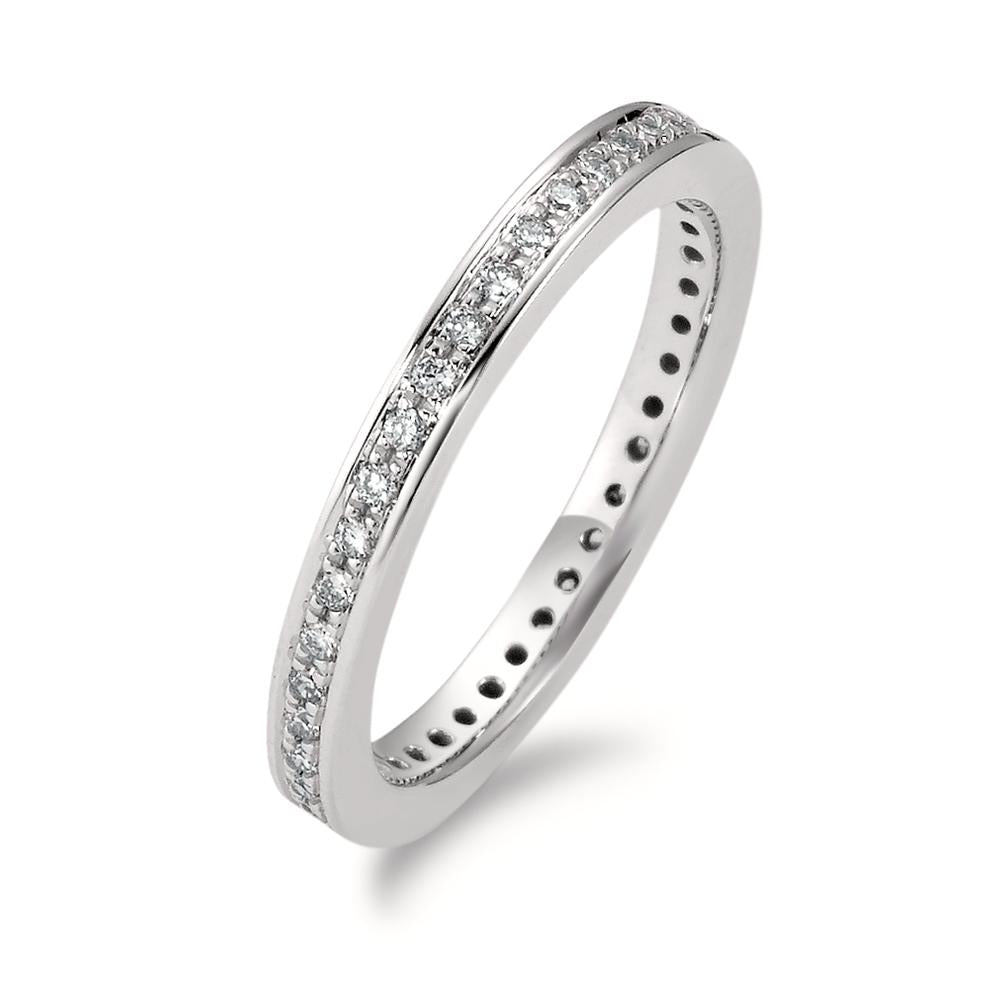 Memory ring 750/18K witgoud Diamant wit, 0.25 ct, 42 Steen, [Brillant], w-si