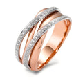 Ring 750/18K rood goud, 750/18K witgoud Diamant wit, 0.18 ct, 44 Steen, [Brillant], w-si