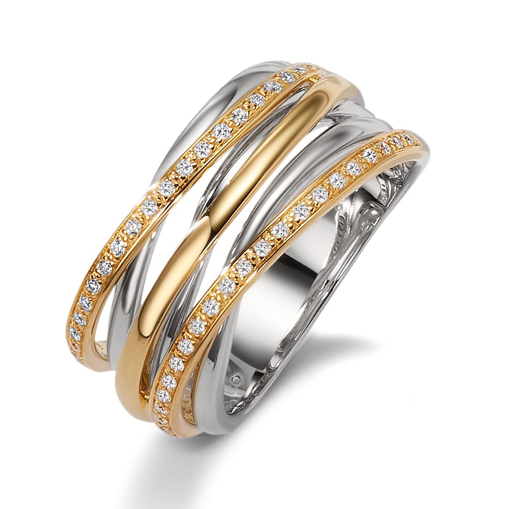 Ring 750/18K witgoud, 750/18K geel goud Diamant wit, 0.18 ct, 45 Steen, [Brillant], w-si