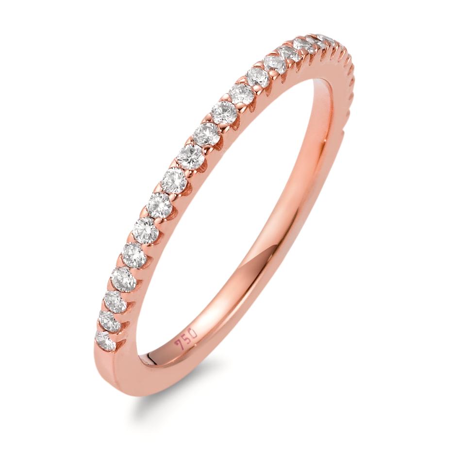 Memory ring 750/18K roségoud Diamant wit, 0.25 ct, 25 Steen, [Brillant], w-si