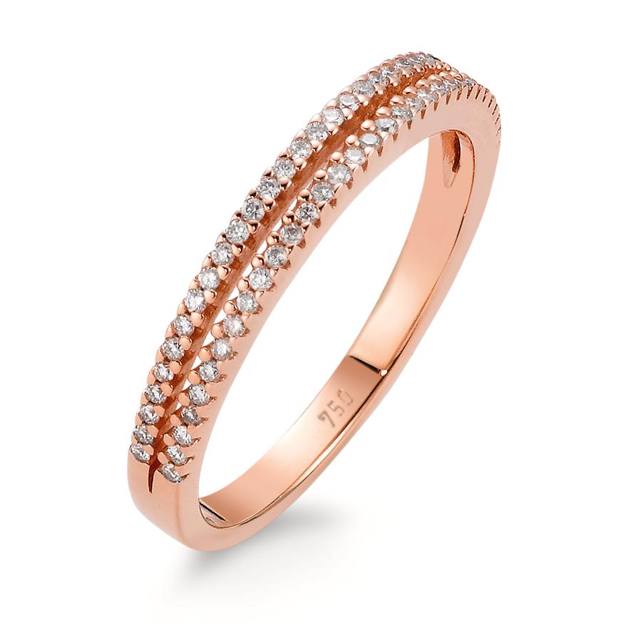Ring 750/18K roségoud Diamant wit, 0.19 ct, 62 Steen, [Brillant], w-si