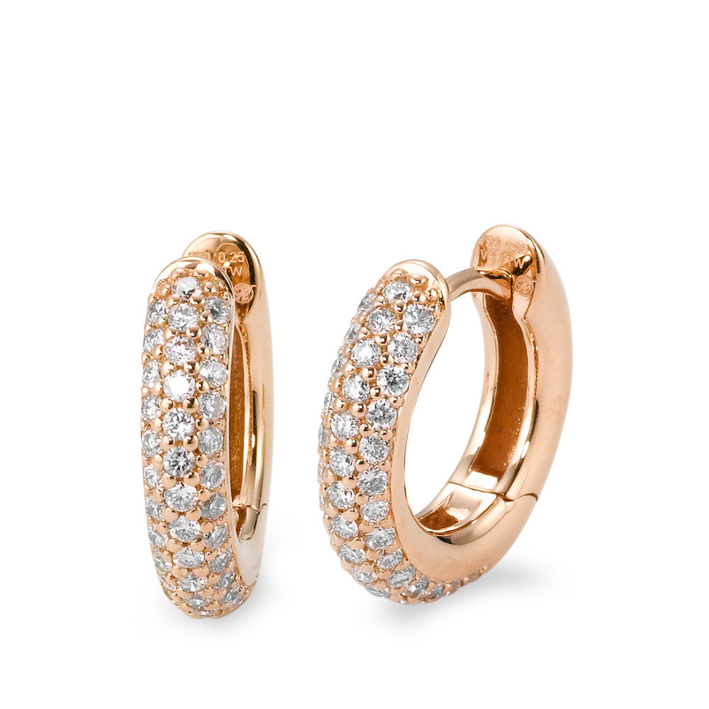 Scharnier oorringen creolen 750/18K rood goud Diamant wit, 0.50 ct, 84 Steen, [Brillant], tw-vsi