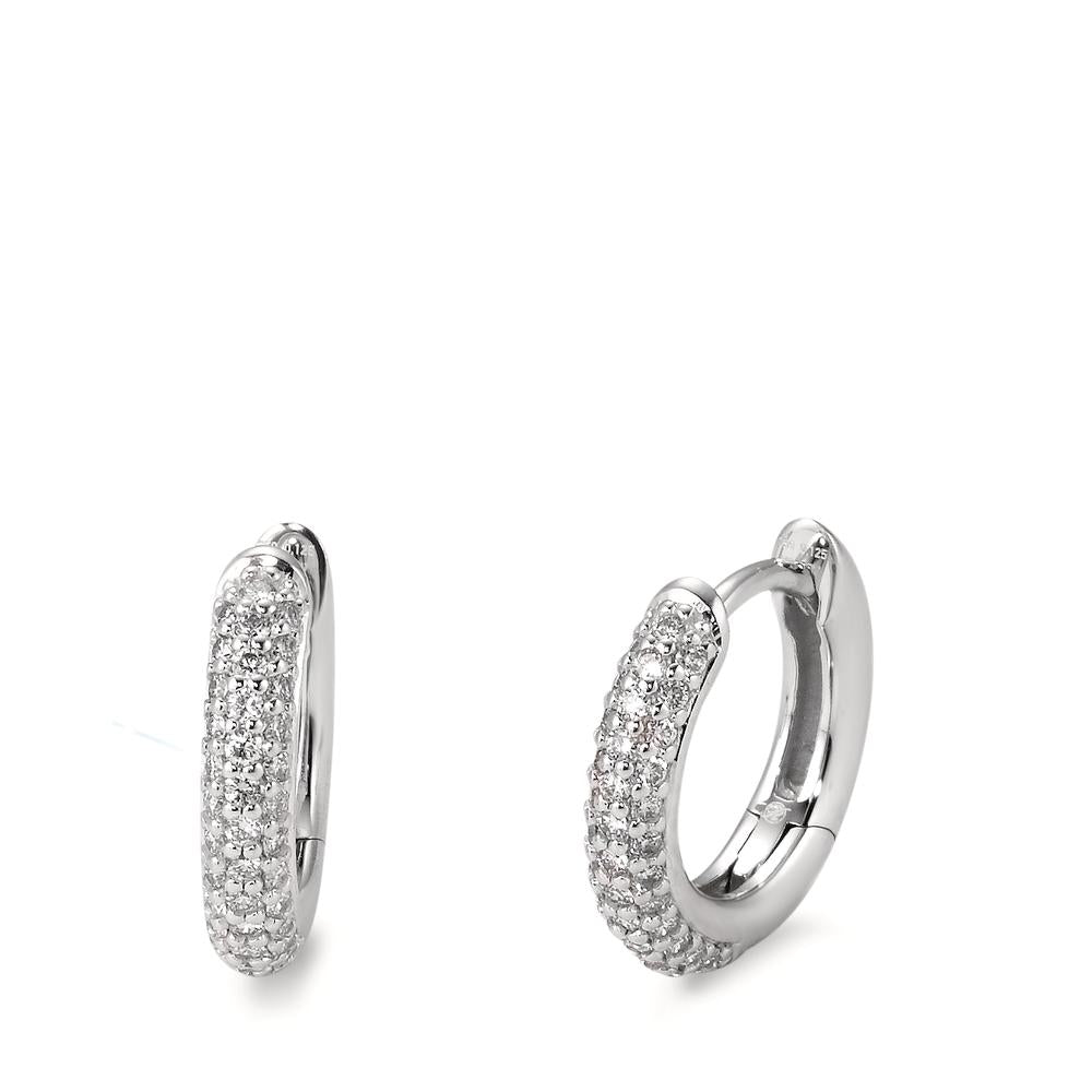 Scharnier oorringen creolen 750/18K witgoud Diamant wit, 0.25 ct, 74 Steen, [Brillant], tw-vsi