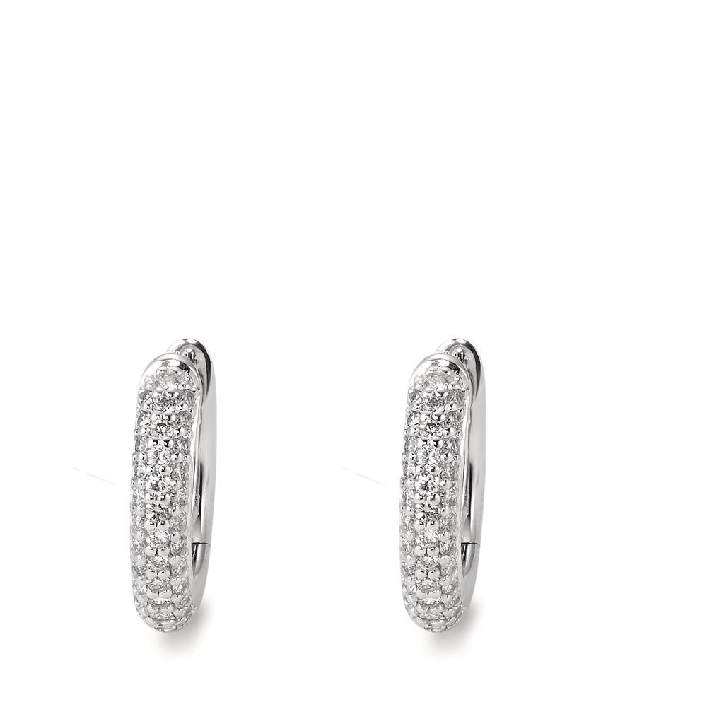Scharnier oorringen creolen 750/18K witgoud Diamant wit, 0.25 ct, 74 Steen, [Brillant], tw-vsi