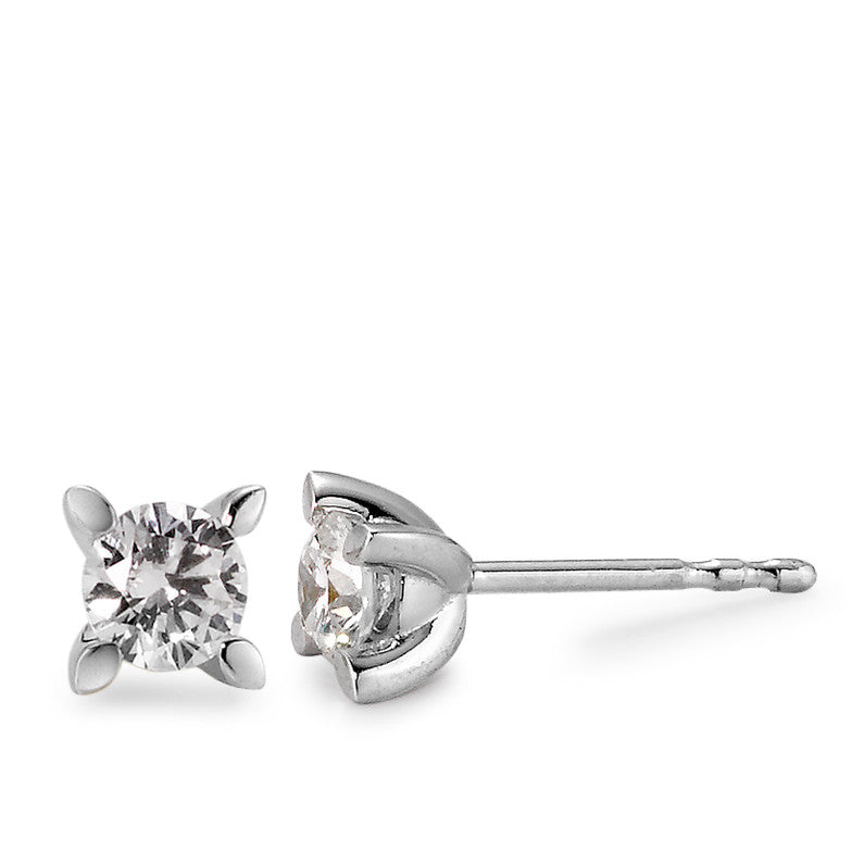 Oorknoppen 750/18K witgoud Diamant wit, 0.50 ct, 2 Steen, [Brillant], w-si Ø5 mm