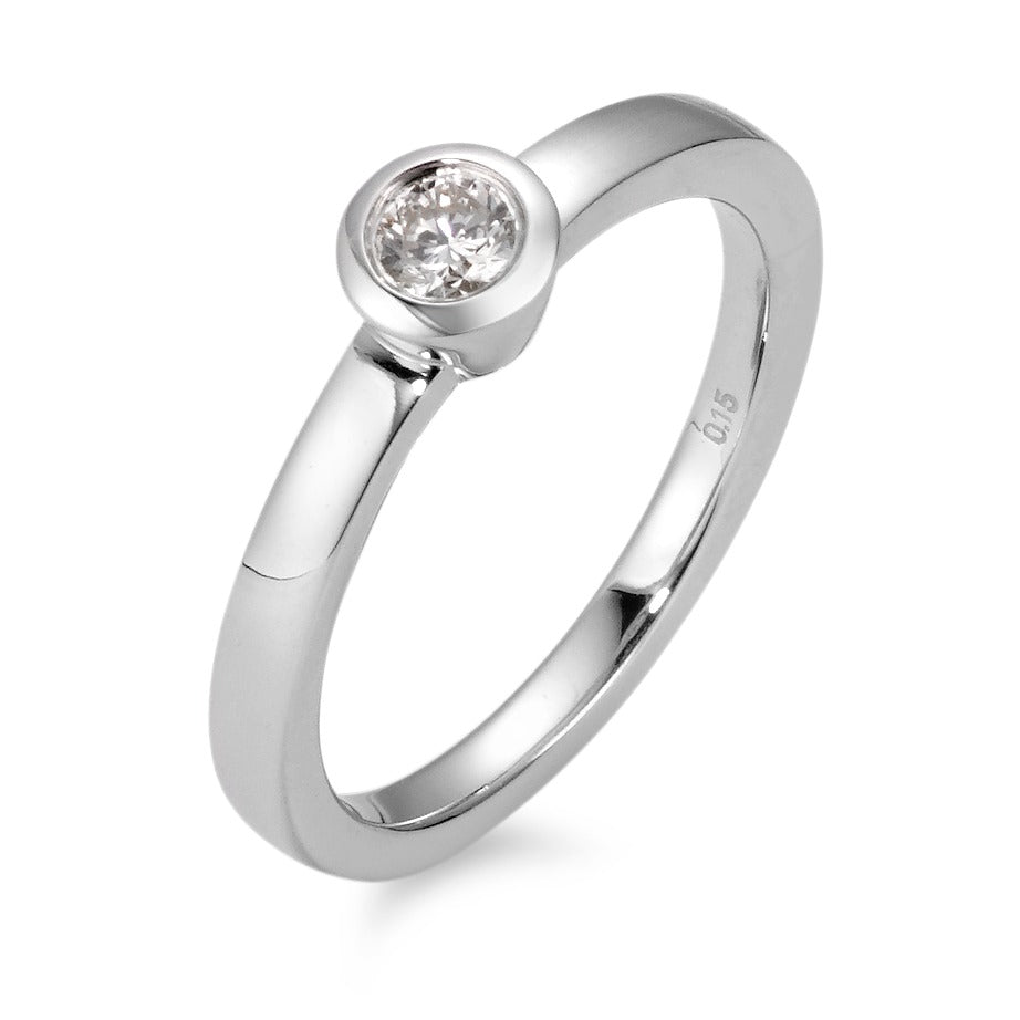 Ring 750/18K witgoud Diamant wit, 0.15 ct, [Brillant], w-si