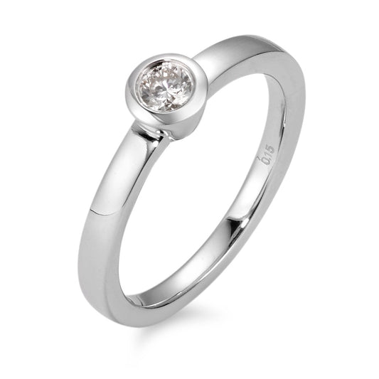 Ring 750/18K witgoud Diamant wit, 0.15 ct, [Brillant], w-si