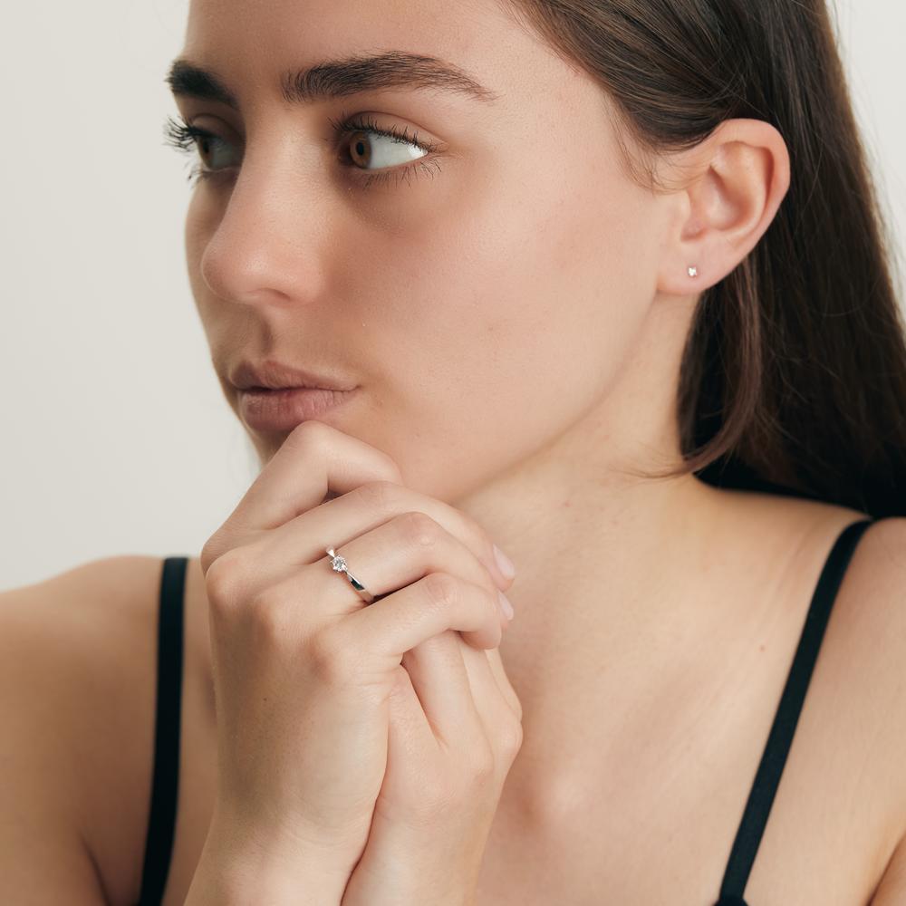 Solitaire ring 750/18K witgoud Diamant wit, 0.20 ct, [Brillant], w-si