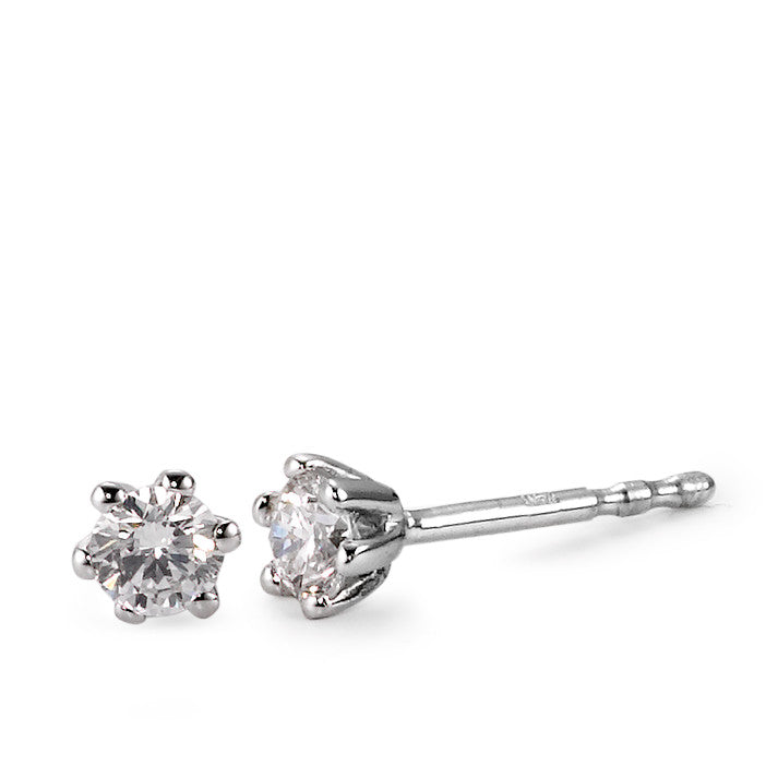 Oorknoppen 750/18K witgoud Diamant wit, 0.25 ct, 2 Steen, [Brillant], w-si Ø4 mm