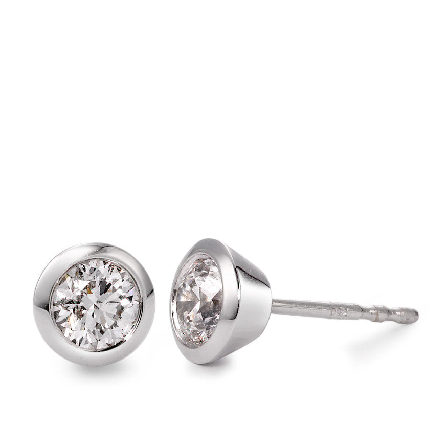 Oorknoppen 750/18K witgoud Diamant wit, 0.50 ct, 2 Steen, [Brillant], w-si Ø5.5 mm