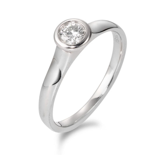 Solitaire ring 750/18K witgoud Diamant 0.20 ct, tw-si