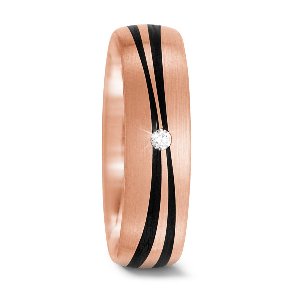 Partnerring 585/14K roségoud, Carbon Diamant 0.02 ct, tw-si