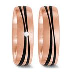 Partnerring 585/14K roségoud, Carbon Diamant 0.02 ct, tw-si