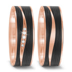 Partnerring 585/14K roségoud, Carbon