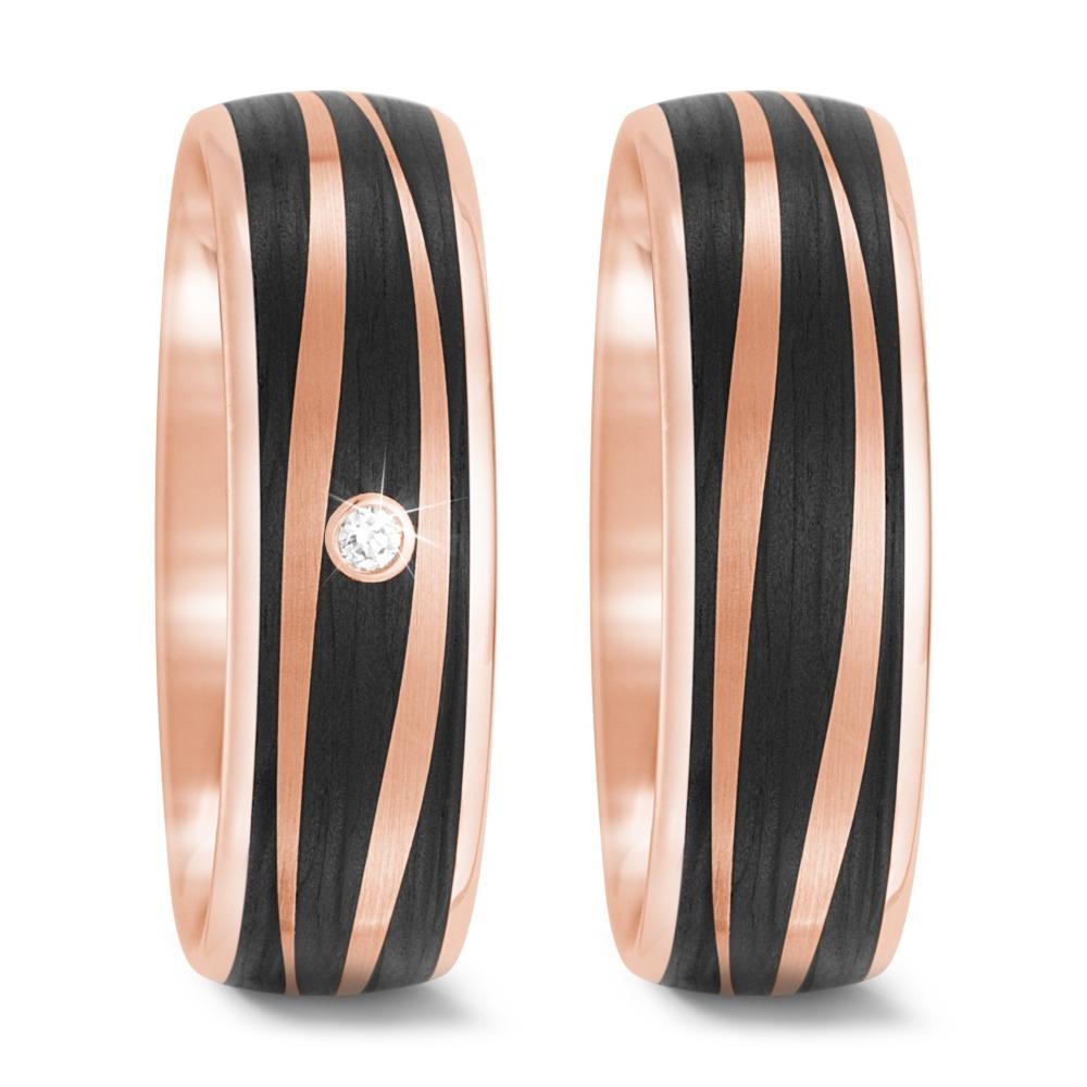 Partnerring 585/14K roségoud, Carbon