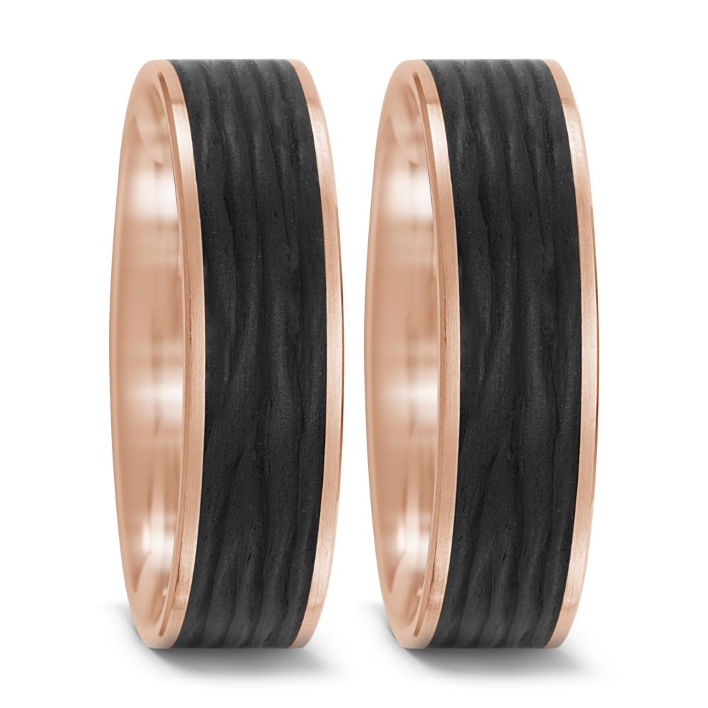 Partnerring 585/14K roségoud, Carbon