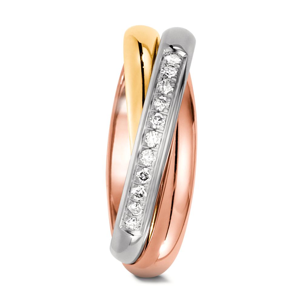Partnerring 750/18K geel goud, 750/18K rood goud, 750/18K witgoud Diamant 0.11 ct, 11 Steen, w-si