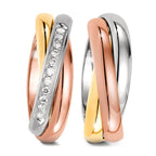 Partnerring 750/18K geel goud, 750/18K rood goud, 750/18K witgoud Diamant 0.11 ct, 11 Steen, w-si