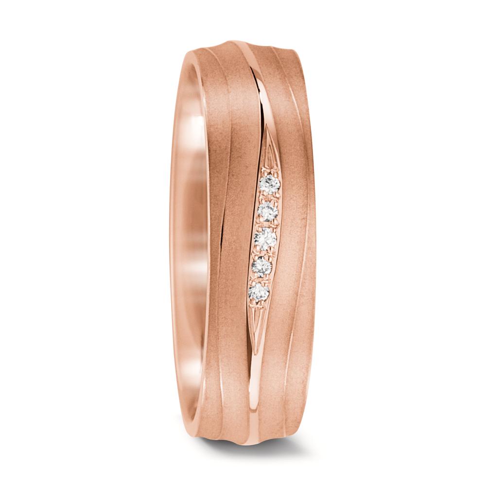 Partnerring 750/18K roségoud Diamant 0.028 ct, 5 Steen, tw-vsi