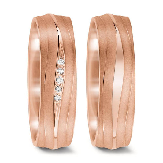 Partnerring 750/18K roségoud Diamant 0.028 ct, 5 Steen, tw-vsi