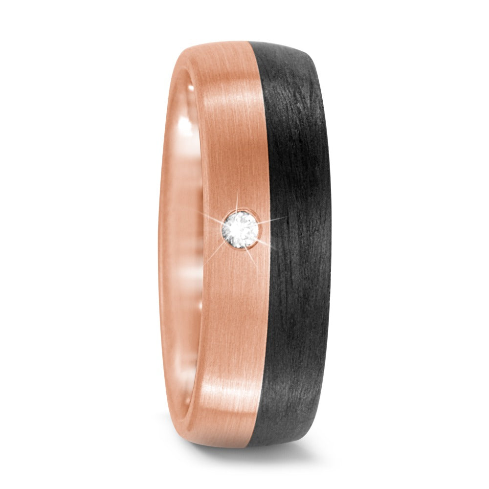 Ring 750/18K rood goud, Carbon Diamant 0.03 ct, w-si