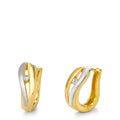 Scharnier oorringen creolen 375/9K geel goud Zirkonia 2 Steen Bi-color