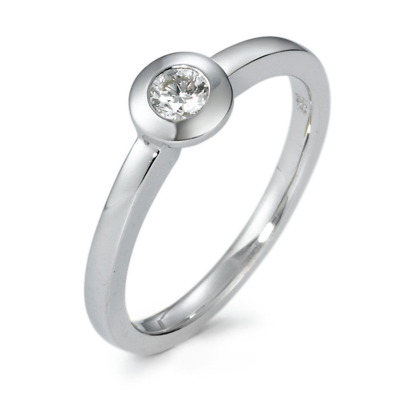 Solitaire ring 585/14K witgoud Diamant 0.15 ct, w-si
