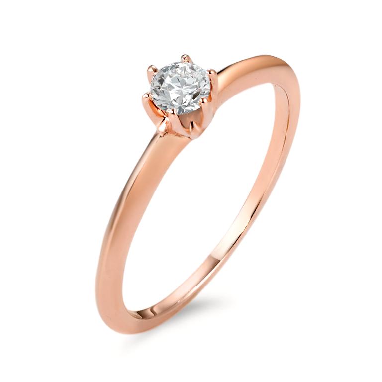Solitaire ring 585/14K roségoud Diamant 0.20 ct, w-si