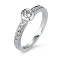 Solitaire ring 585/14K witgoud Diamant 0.25 ct, 9 Steen, w-si