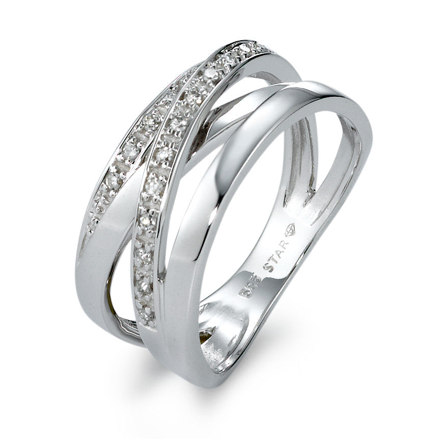 Ring 585/14K witgoud Diamant 0.10 ct, 17 Steen, w-si