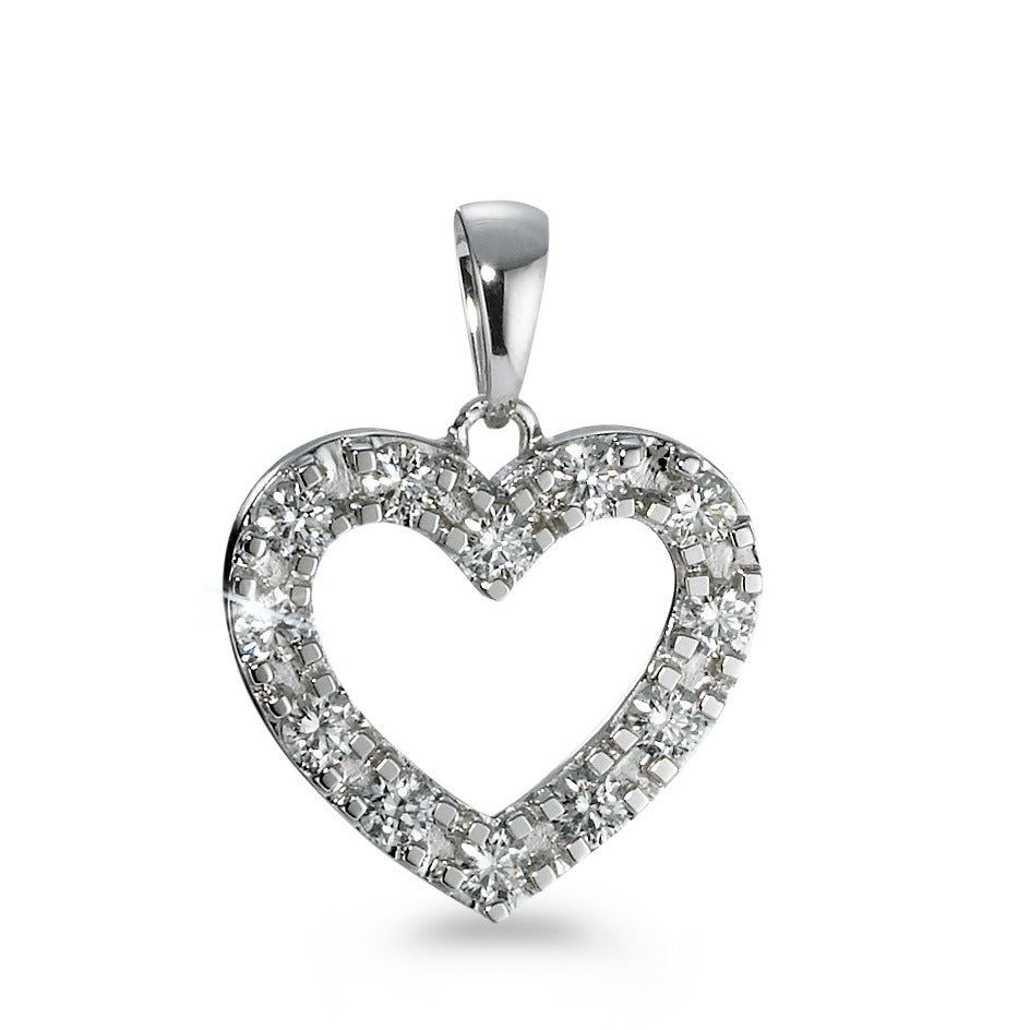 Hanger 750/18K witgoud Diamant 0.60 ct, 12 Steen, w-si Hart Ø17 mm