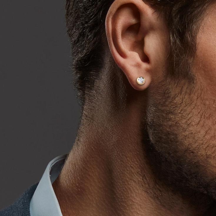 Oorknoppen 750/18K geel goud Zirkonia 2 Steen Ø3 mm