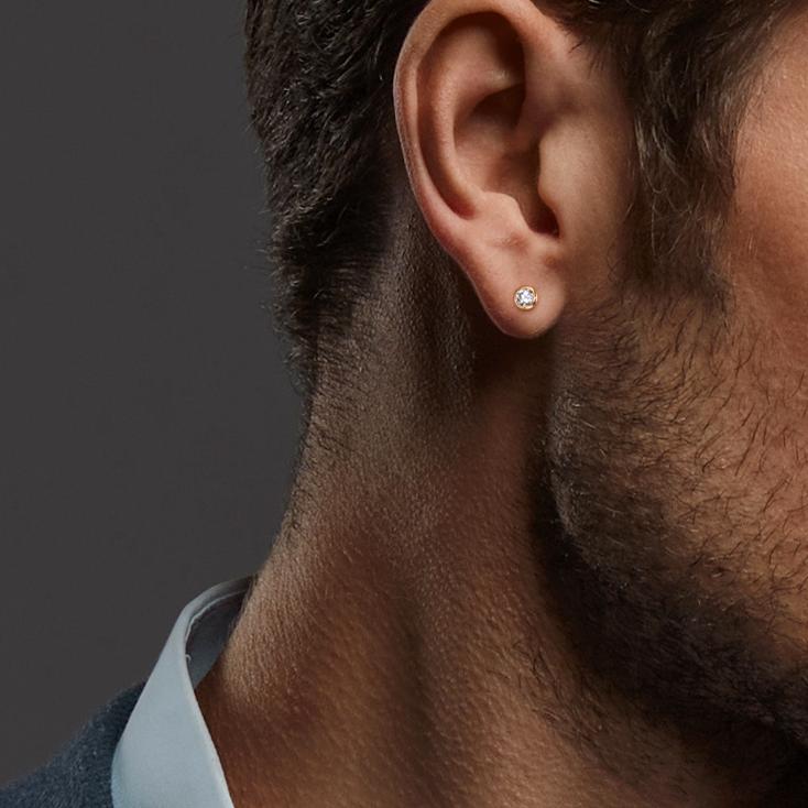 Oorknoppen 750/18K geel goud Zirkonia 2 Steen Ø2.5 mm