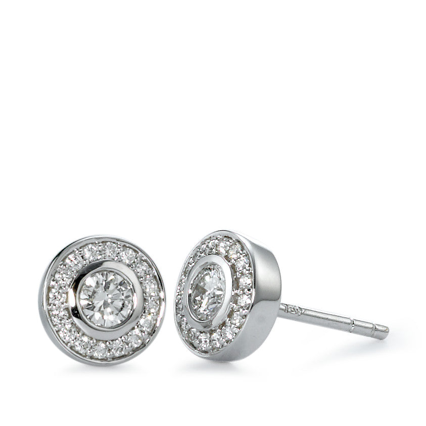 Oorknoppen 750/18K witgoud Diamant 0.39 ct, 34 Steen, w-si Ø7 mm