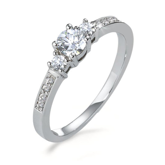 Ring 750/18K witgoud Diamant 0.40 ct, 11 Steen, w-si