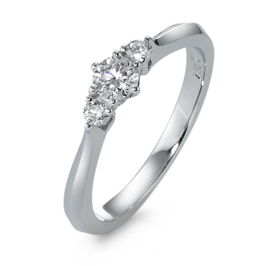 Ring 750/18K witgoud Diamant 0.32 ct, 3 Steen, w-si