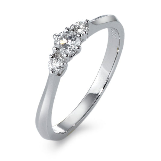 Ring 750/18K witgoud Diamant 0.27 ct, 3 Steen, w-si