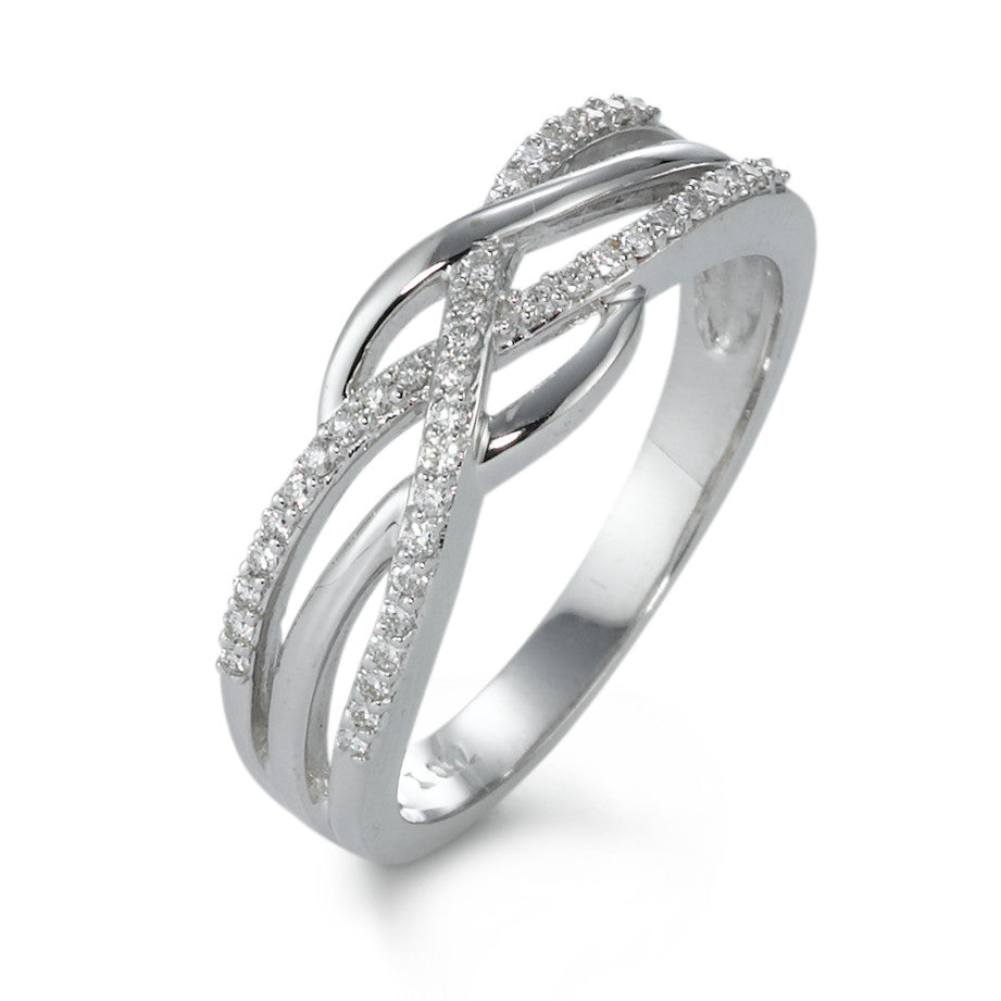Ring 750/18K witgoud Diamant 0.19 ct, 41 Steen, w-si