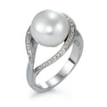 Ring 750/18K witgoud Diamant 0.13 ct, 40 Steen, w-si zoetwater Parel wit, 11 mm